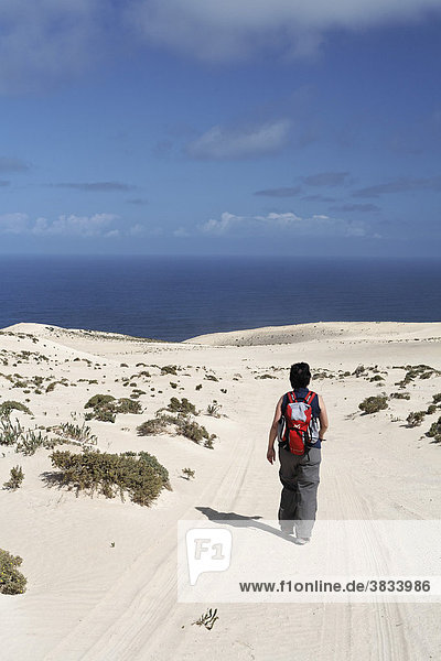 Hiker in El Jable   Jandia   Fuerteventura   Canary Islands