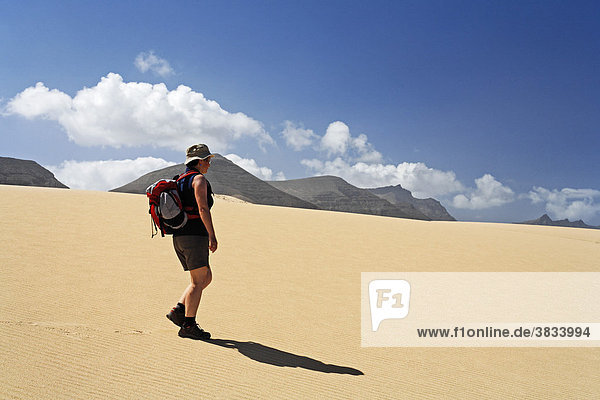 Hiker in El Jable   Jandia   Fuerteventura   Canary Islands