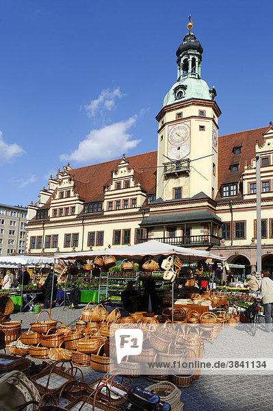 Grüner Markt am Rathaus  Leipzig  Sachsen  Deutschland  Europa