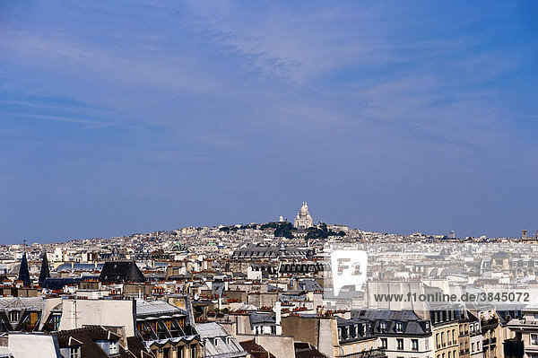 Montmartre district and basilica SacrÈ Coeur seen from the Centre Pompidou  Paris  Ile de France region  France  Europe