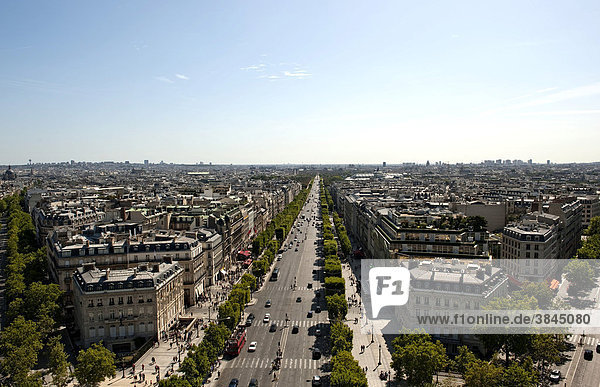 Blick vom Arc de Triomphe über die Avenue Foch  Paris  Ile de France  Frankreich  Europa