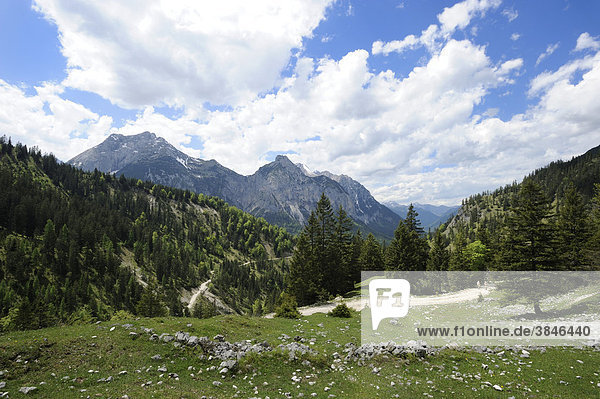 Karwendelgebirge  Wanderweg zum Plumsjoch  Rissbachtal  Tirol  Österreich  Europa