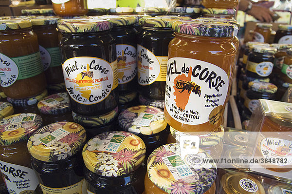 Korsischer Honig am Markt von Ajaccio  Insel Korsika  Frankreich  Europa