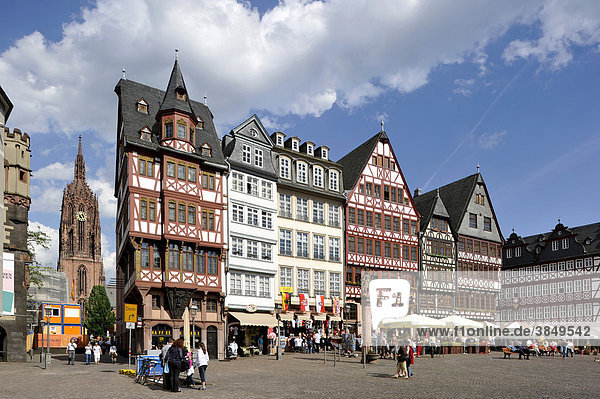 Kaiserdom St. Bartholomäus  Fachwerkhäuser am Römerberg  Frankfurt am Main  Hessen  Deutschland  Europa