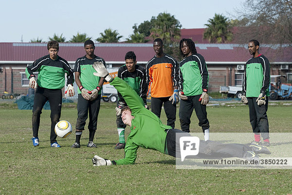 Goalkeeper training at the Farouk Abrahams Goalkeeper Academy  Cape Town  South Africa  Africa