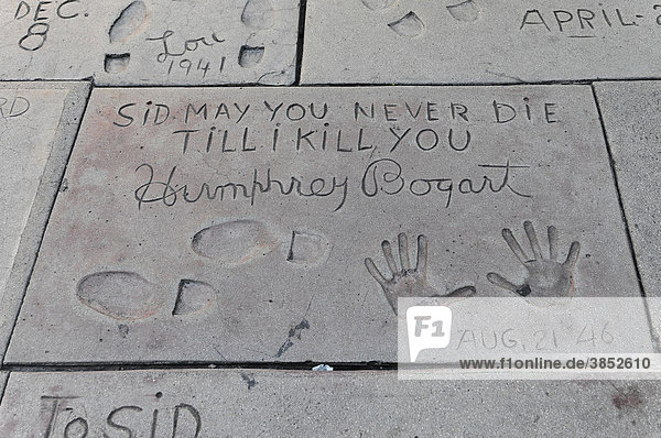 Humphrey Bogart  Hände und Fußabdrücke  Hollywood Boulevard  Los Angeles  Kalifornien  USA