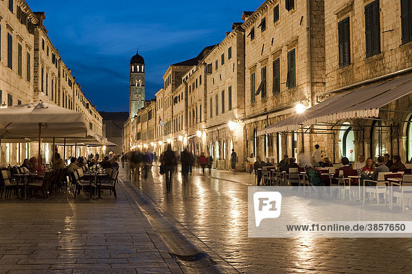 Placa  Stradun at dusk  old town  Dubrovnik  Dubrovnik County  Croatia  Europe