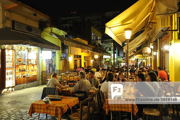 Night shot  night life  restaurants in Thessaloniki  Chalkidiki  Macedonia  Greece  Europe