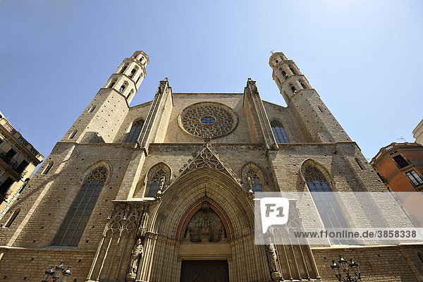 Gotische Kirche Santa Maria del Mar  Westfassade  La Ribera  Barcelona  Katalonien  Spanien  Europa