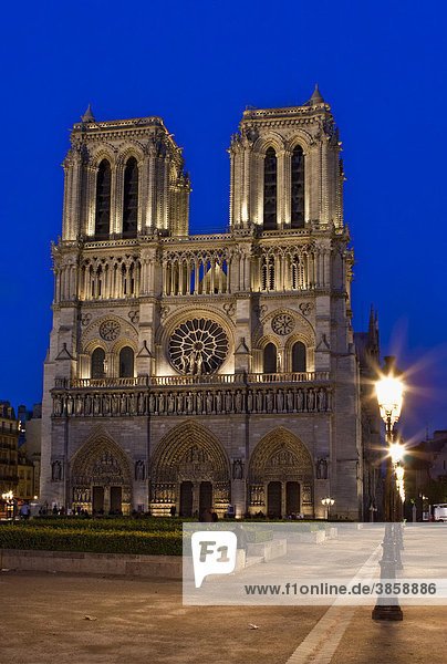 Notre Dame de Paris Kathedrale bei Nacht  Paris  Frankreich  Europa