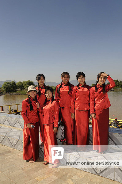 Chinese minority in their traditional costume  Myanmar  Burma  Southeast Asia  Asia