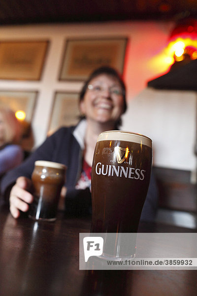 Pint of Guinness stout  Durty Nelly's pub  Bunratty  County Clare  Ireland  British Isles  Europe