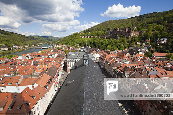 Southeast view on the Heidelberger Schloss castle  Neckar  Heidelberg  Baden-Wuerttemberg  Germany  Europe