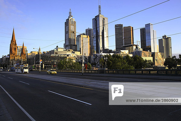 Skyline am frühen Morgen  Melbourne  Australien