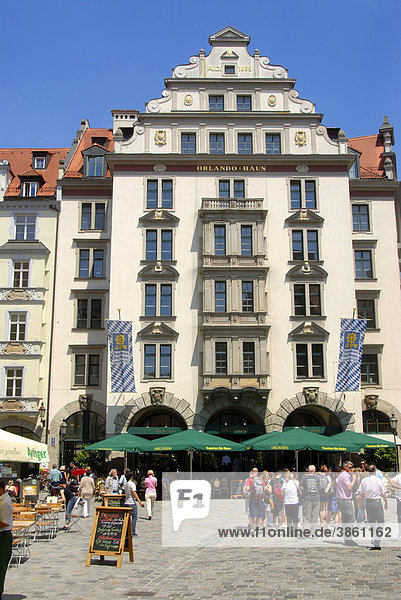 Orlando-Haus am Platzl  Platz mit Restaurant in der Innenstadt  Altstadt  City  Zentrum  Stadt München  Landeshauptstadt  Oberbayern  Bayern  Deutschland  Europa