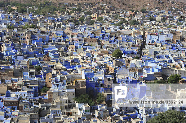 Brahmapuri  blaue Stadt  Brahmanenstadt  Stadtteil von Jodhpur  Jodhpur  Rajasthan  Indien  Asien