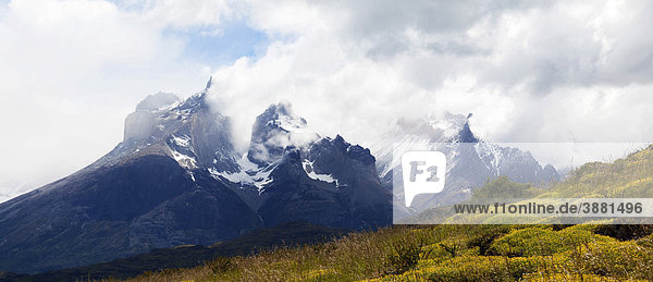 Mountain Cuernos del Paine in Torres del Paine National Park  Magellanes Region  Patagonia  Chile  South America