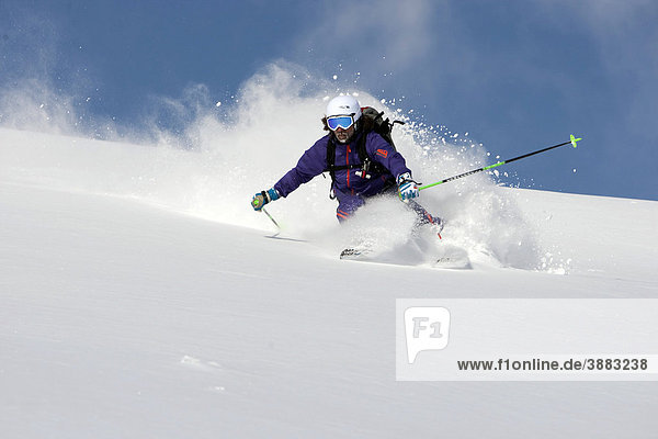Skier  deep snow  Gerlos  Tyrol  Austria  Europe