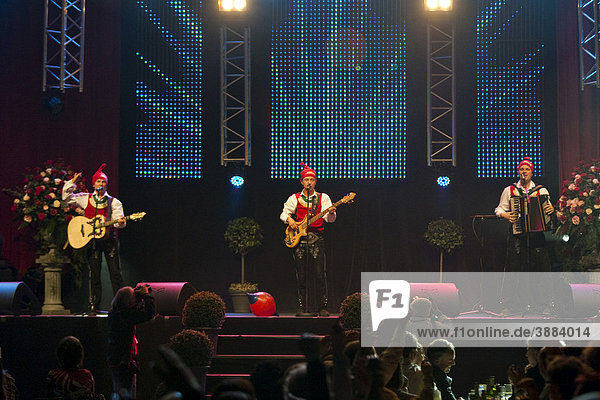 Austrian folk music and pop group Die jungen Zillertaler performing live at the 10th Schlager-Night in the new Allmend Festival Hall  Lucerne  Switzerland  Europe