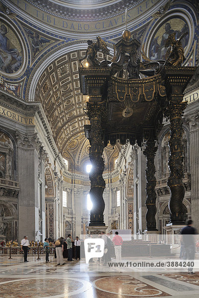 Bronze canopy in St. Peter's Basilica  Vatican City  Rome  Italy  Europe