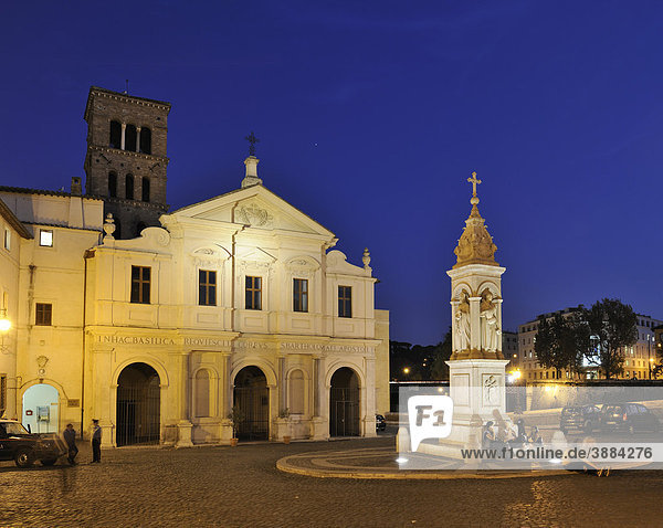 Piazza and Basilica of San Bartolomeo on Isola Tiberina  Tiber Island  Rome  Italy  Europe