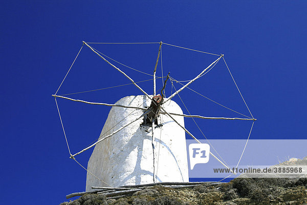 Windmühle in Olympos  Insel Karpathos  Ägäische Inseln  Ägäis  Dodekanes  Griechenland  Europa