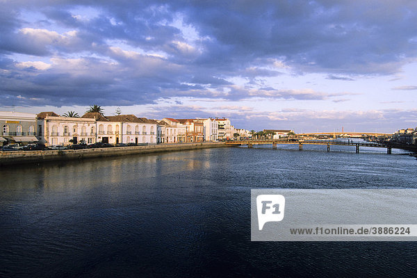 Historic town with the river Rio Gilao  Tavira  Algarve  Portugal  Europe