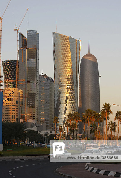 Abendlicht  Stadtblick  Doha  Qatar  Naher Osten