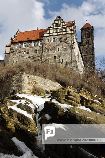 Schloss und Stiftskriche St. Servatii  Schlossberg  Quedlinburg  Harz  Sachsen-Anhalt  Deutschland  Europa