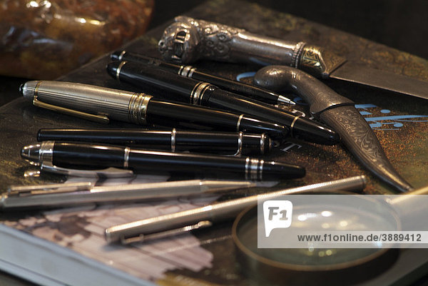 Still life with antique fountain pens