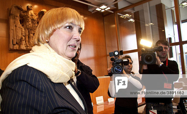 Member of German Parliament Claudia Roth  ruling of the Federal Constitutional Court on telecommunications data retention  Karlsruhe  Baden-Wuerttemberg  Germany  Europe