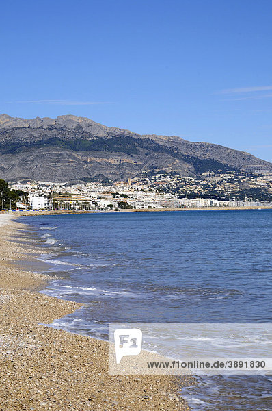 Beach  pebbles  coast  sea  Altea  Costa Blanca  Alicante province  Spain  Europe