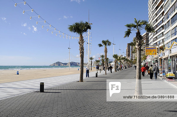 Promenade  Playa de Levante  Levante beach  Benidorm  Costa Blanca  Alicante province  Spain  Europe