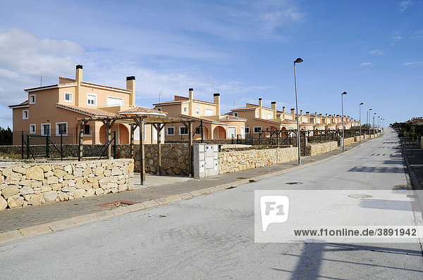 Reihenhäuser  Straße  Wohnsiedlung  Gata de Gorgos  Javea  Costa Blanca  Provinz Alicante  Spanien  Europa