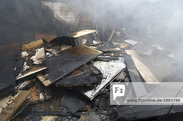 Fire damage  burnt-out furniture store  Asperg  Baden-Wuerttemberg  Germany  Europe