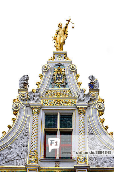 Figuren am Justizpalast  Burgplein  Brügge in Westflandern  Belgien  Europa