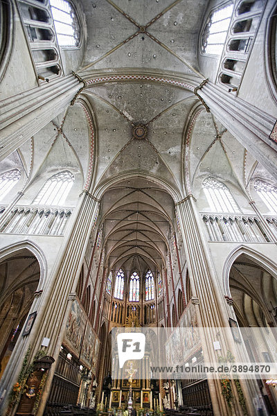 Altar und Deckengewölbe der Sint Salvatorskathedraal  St. Salvator in Brügge  Westflandern  Belgien  Europa