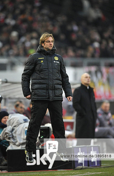 Coach Juergen Klopp  Borussia Dortmund football club  excited on the sidelines