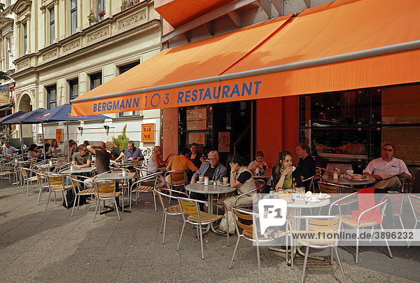 Bergmann 103  Restaurant und StraßencafÈ in der Bergmannstraße 103  Flaniermeile in Kreuzberg  Berlin  Deutschland  Europa