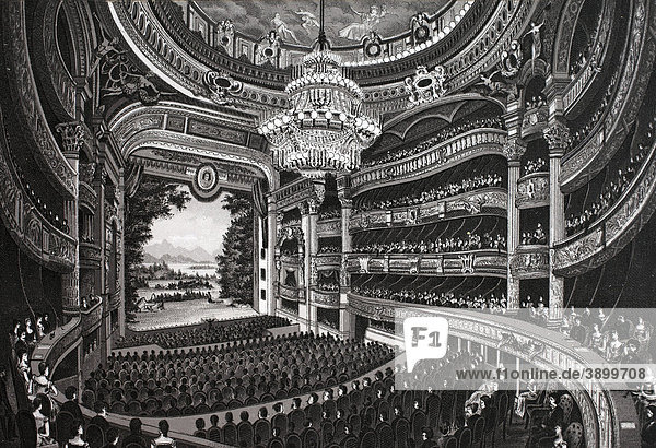 Oper  Innenraum  historischer Kupferdruck  ca 1890  Neal's  Paris  Frankreich  Europa