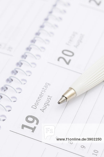 Calendar with pen