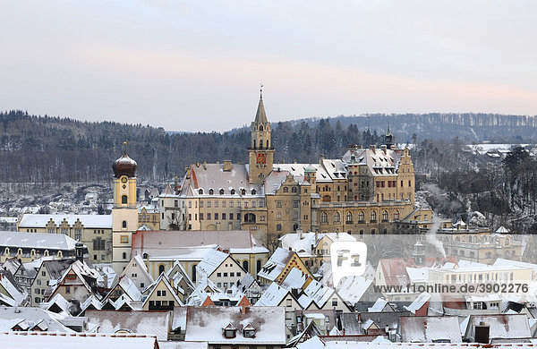 Schloss Sigmaringen castle in winter in the morning Sigmaringen Baden-Wuerttemberg Germany Europe