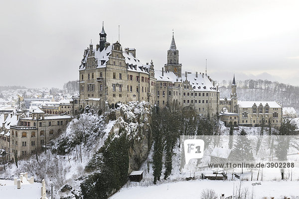 Schloss Sigmaringen im Winter  Sigmaringen  Baden-Württemberg  Deutschland  Europa