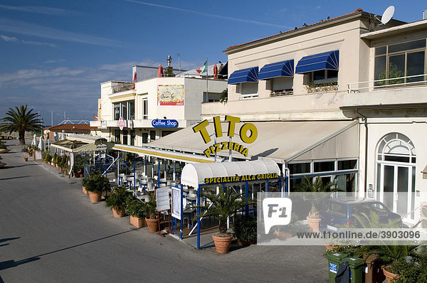 Pizzeria und Gaststätte im Hafen  Viareggio  Versiliaküste  Riviera  Toskana  Italien  Europa