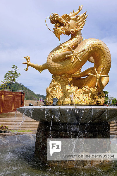 Golden dragon statue  Phuket Town  Phuket Island  Southern Thailand  Thailand  Southeast Asia  Asia