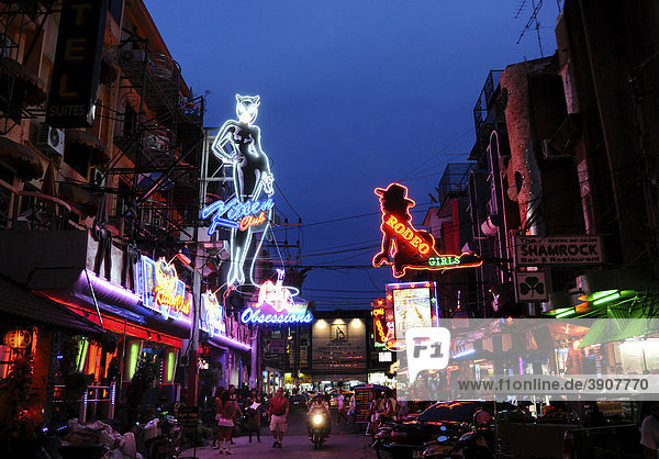 Neon signs of night clubs  Thailand  Asia