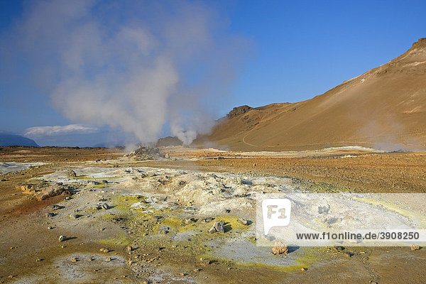 Solfatare im Geothermalgebiet Namafjall am Myvatn auf Island  Europa