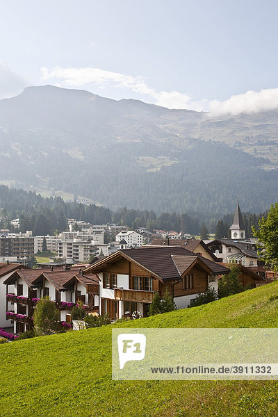 Blick auf Lenzerheide Ortsansicht Graubünden Schweiz Europa