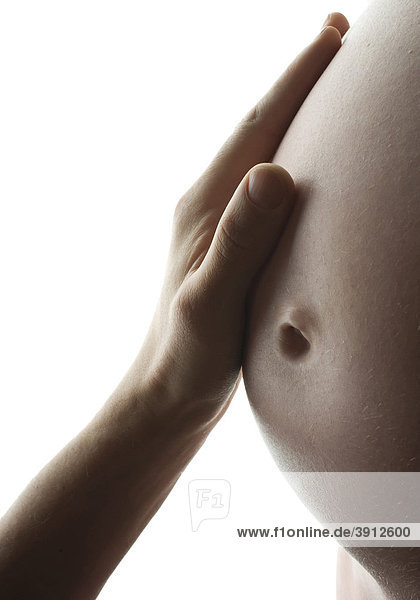 Frau  schwanger  Bauch  berühren