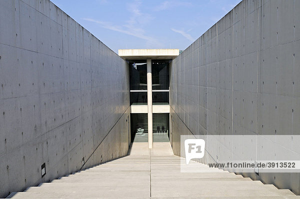 Moderne Architektur  Treppe  Beton  ehemalige Raketenstation  Kunstmuseum  Langen Foundation  Architekt Tadao Ando  Hombroich  Kreis Neuss  Nordrhein-Westfalen  Deutschland  Europa